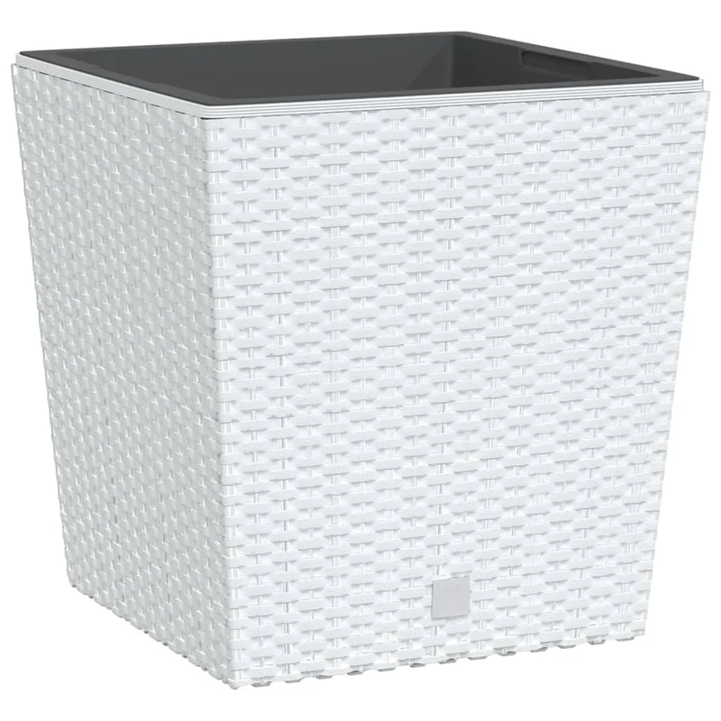 Jardinière bac lit surélevé plantes fleurs terrasse jardin et intérieur amovible 21 /32 L rotin PP blanc 02_0038603