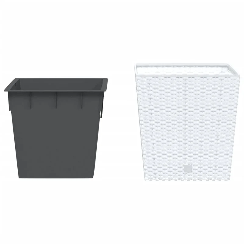 Jardinière bac lit surélevé plantes fleurs terrasse jardin et intérieur amovible 21 /32 L rotin PP blanc 02_0038603