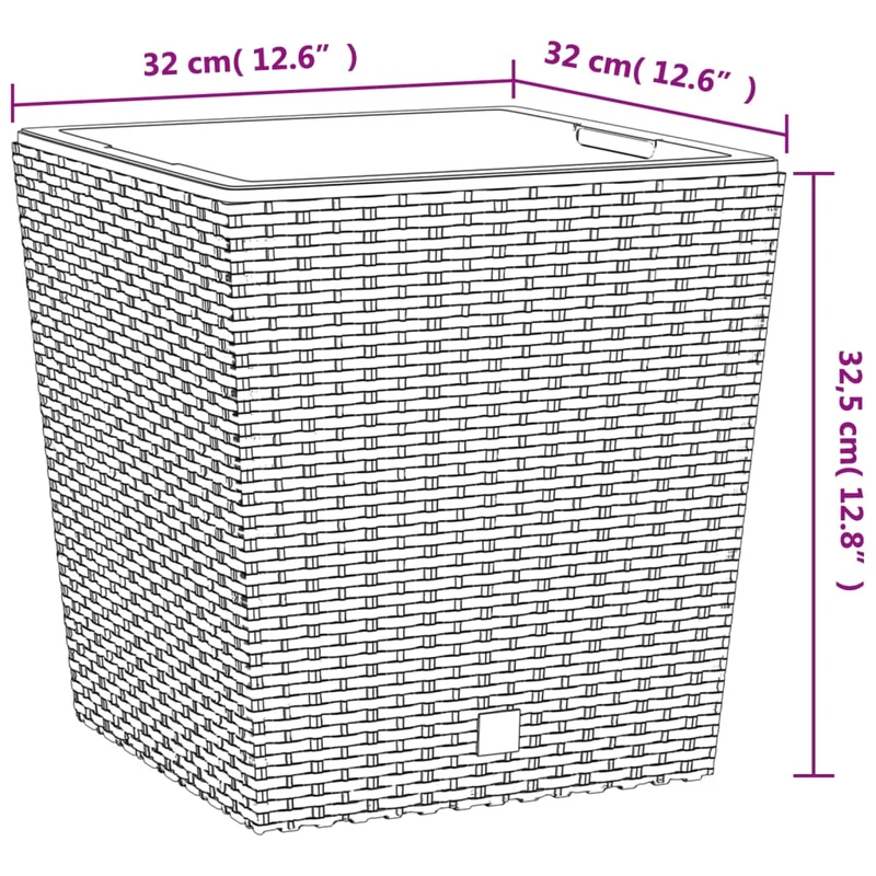 Jardinière bac lit surélevé plantes fleurs terrasse jardin et intérieur amovible 21 /32 L rotin PP blanc 02_0038603