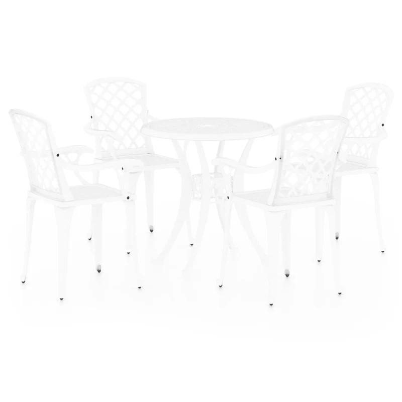 Ensemble de bistro jardin meuble extérieur terrasse 5 pièces aluminium coulé blanc 02_0013530