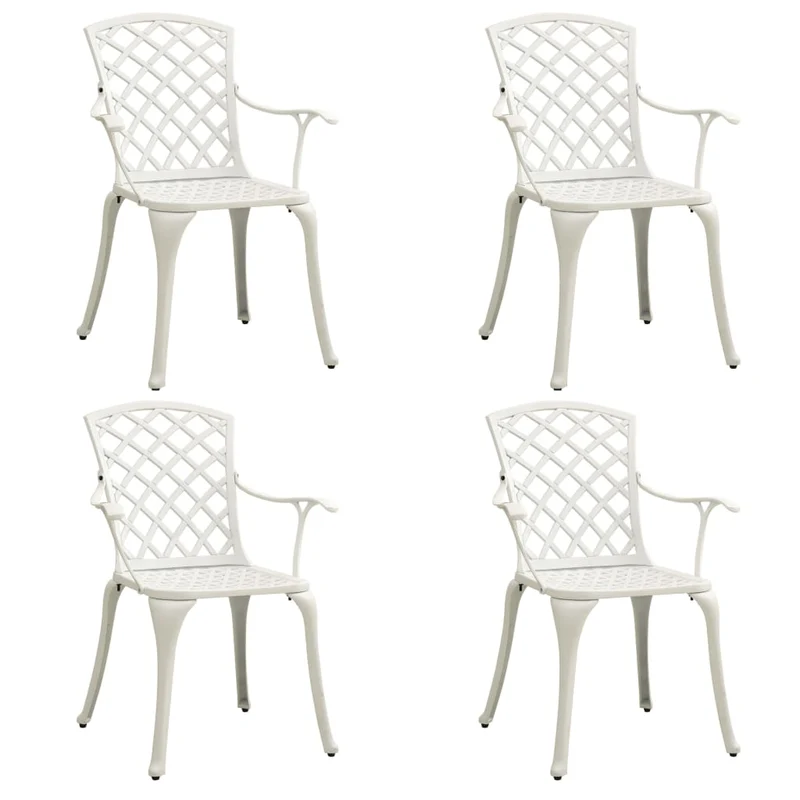 Ensemble de bistro jardin meuble extérieur terrasse 5 pièces aluminium coulé blanc 02_0013530