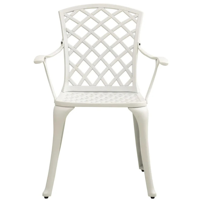 Ensemble de bistro jardin meuble extérieur terrasse 5 pièces aluminium coulé blanc 02_0013530