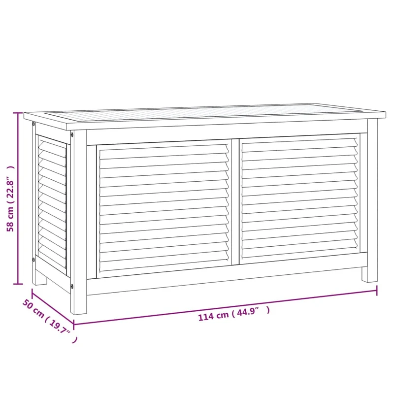 Boîte de rangement jardin et sac 114 x 50 x 58 cm bois massif teck 02_0013130