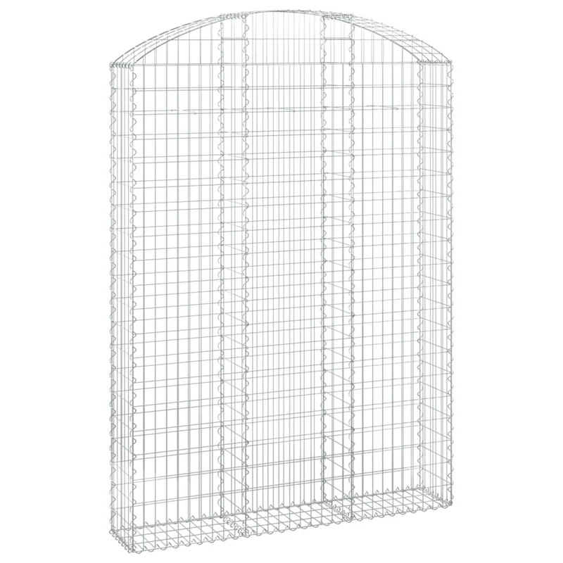 Panier de gabions clôture cage mur de soutènement arqué 150 x 30 x 200/220 cm fer galvanisé Argent 02_0039975