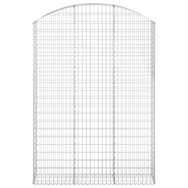 Panier de gabions clôture cage mur de soutènement arqué 150 x 30 x 200/220 cm fer galvanisé Argent 02_0039975