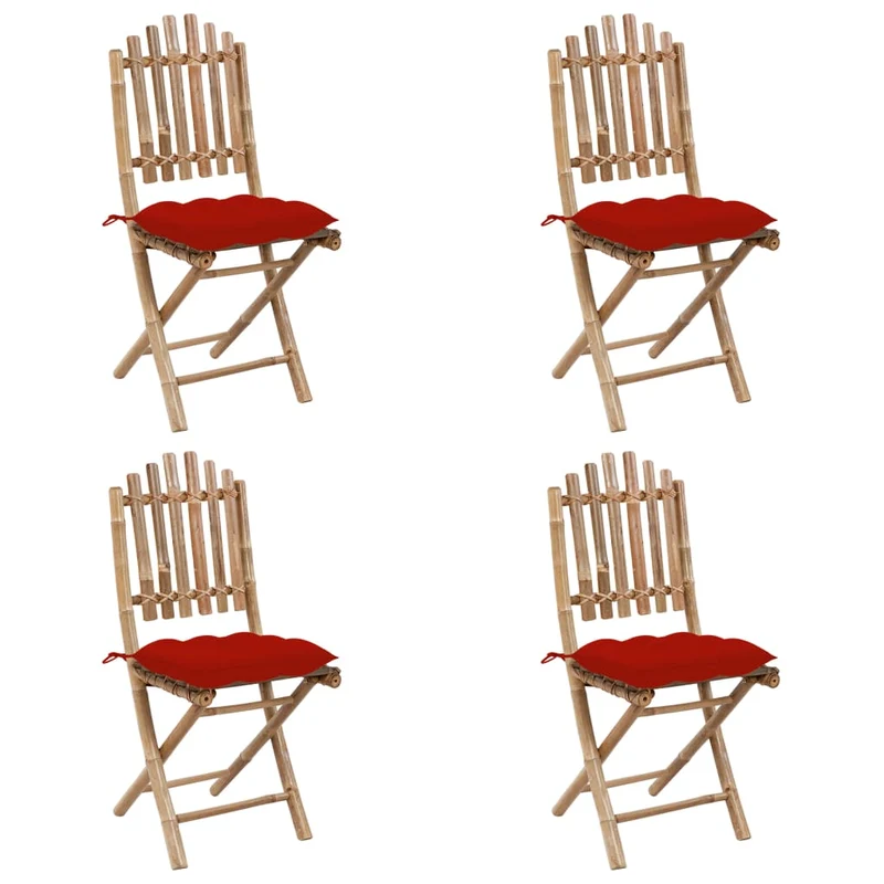 Mobilier à dîner d'extérieur pliable 5 pièces avec coussins bambou 02_0014705