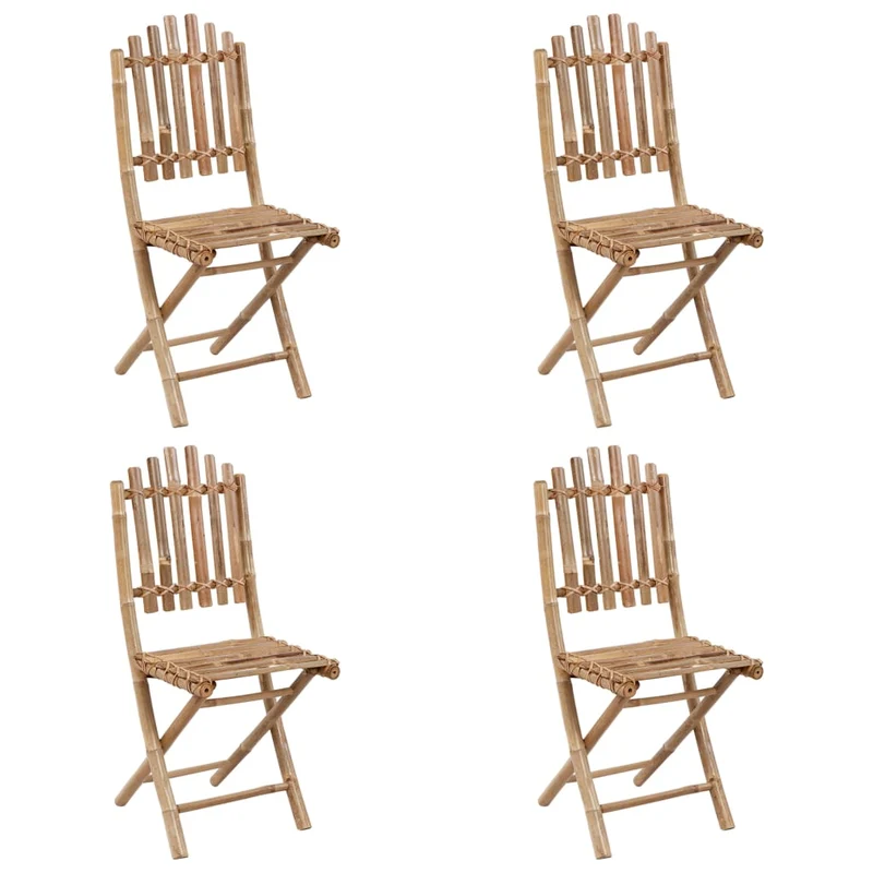Mobilier à dîner d'extérieur pliable 5 pièces avec coussins bambou 02_0014705