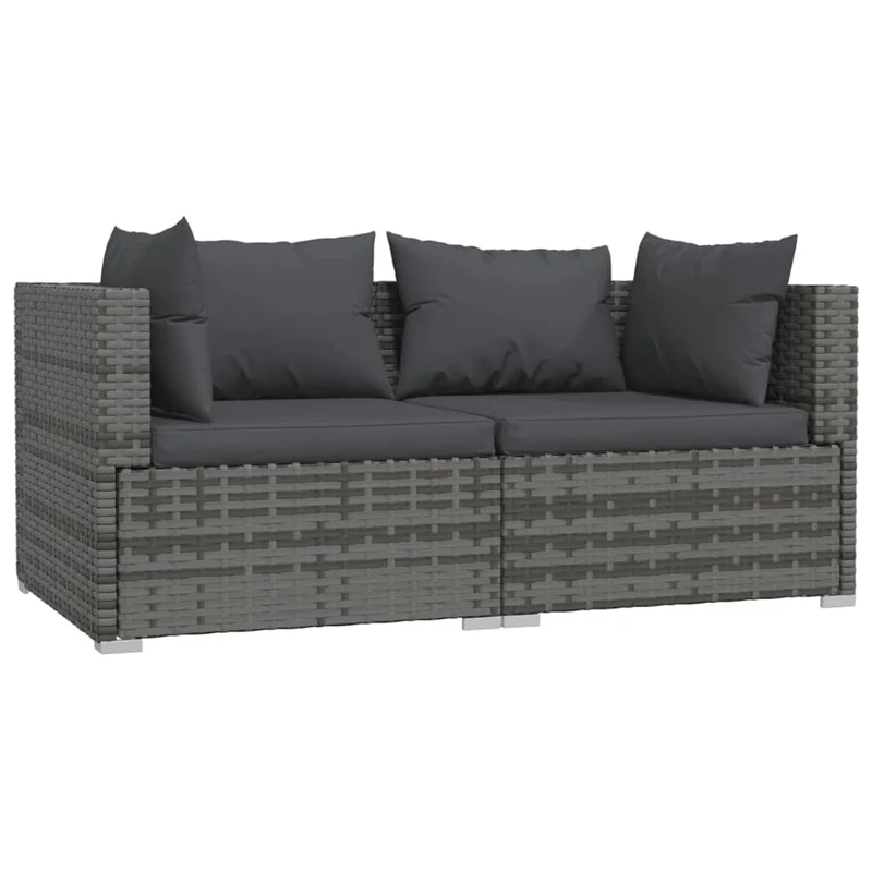 Salon de jardin meuble d'extérieur ensemble de mobilier 3 pièces avec coussins gris résine tressée 02_0015976