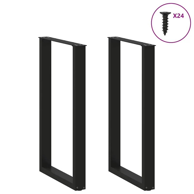 Lot de 2 pieds de table de bar en U réglables 60 x 100 cm design moderne fonctionnel en acier noir 02_0057476