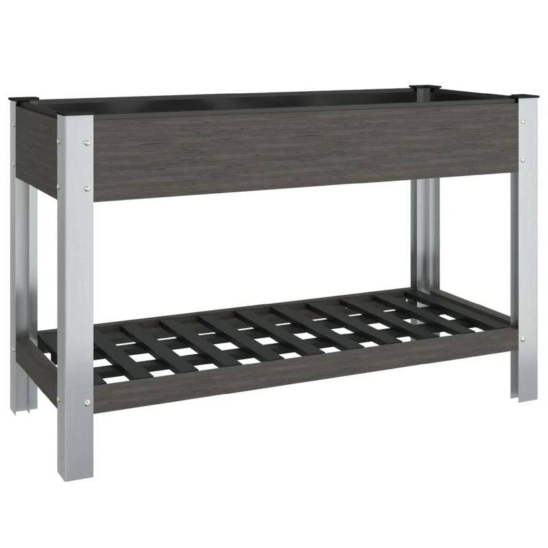 Jardinière bac lit surélevé plantes fleurs terrasse jardin de jardin avec étagère 120 x 50 x 75 cm WPC gris 02_0039772