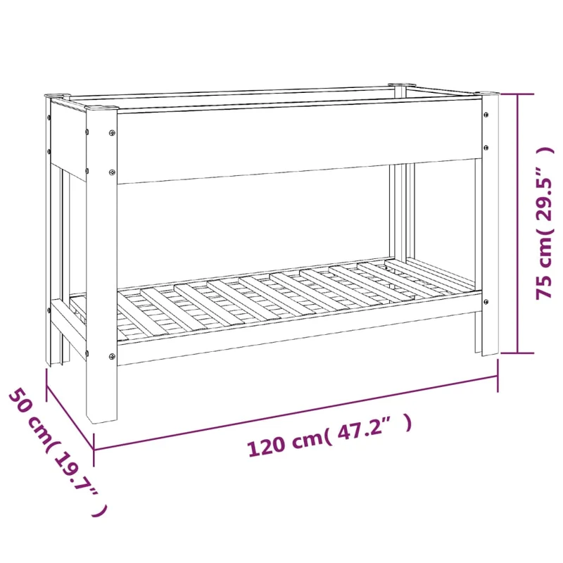 Jardinière bac lit surélevé plantes fleurs terrasse jardin de jardin avec étagère 120 x 50 x 75 cm WPC gris 02_0039772