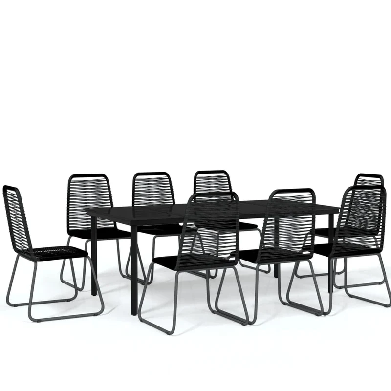 Ensemble de salle à manger de jardin meuble extérieur 9 pièces noir 02_0014118