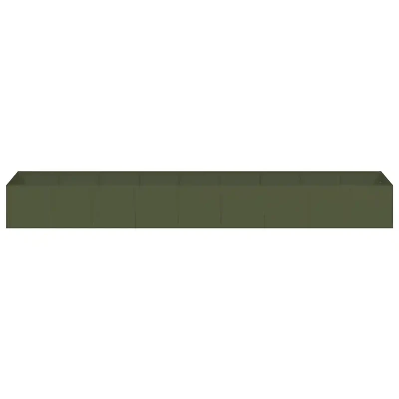 Jardinière élégante fond ouvert 360 x 80 x 40 cm espace de croissance idéal moderne en acier vert olive 02_0051552