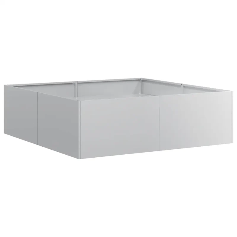 Jardinière carré 100 x 100 x 30 cm stable et décorative jardin balcon en acier galvanisé gris 02_0051592
