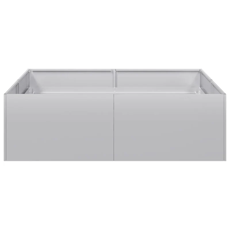 Jardinière carré 100 x 100 x 30 cm stable et décorative jardin balcon en acier galvanisé gris 02_0051592