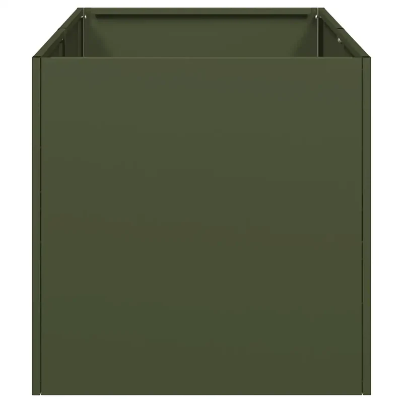 Jardinière rectangulaire design moderne balcon jardin 40 x 80 x 40 cm en acier laminé à froid vert olive 02_0051520