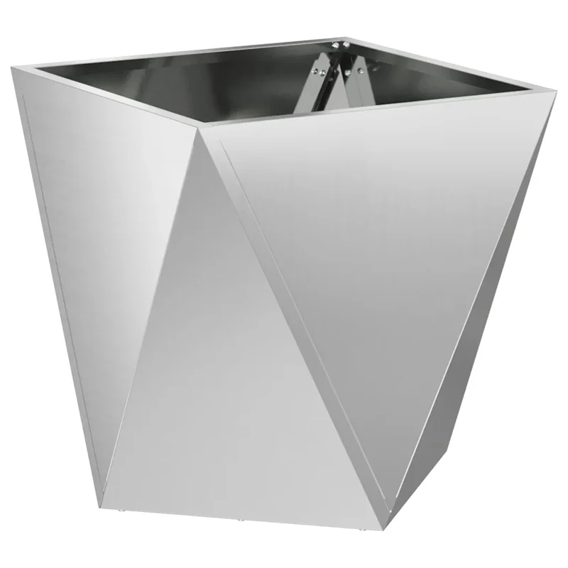 Bac à plantes modernes 40 x 40 x 40 cm jardin extérieur résistance intempéries style épuré en acier argent 02_0053072