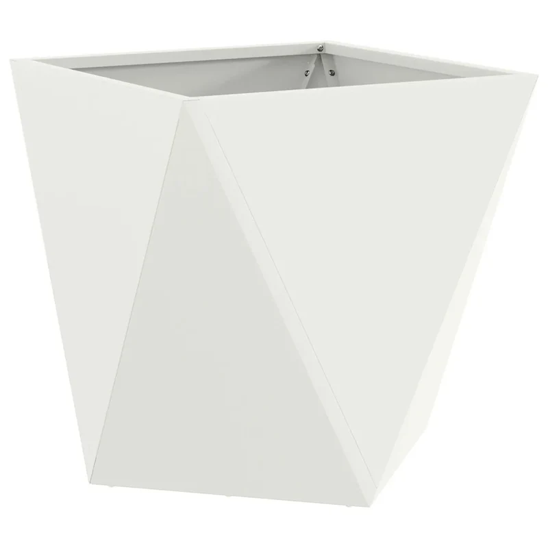 Jardinière moderne pour extérieur 40 x 40 x 40 cm avec texture élégante en acier blanc 02_0053064