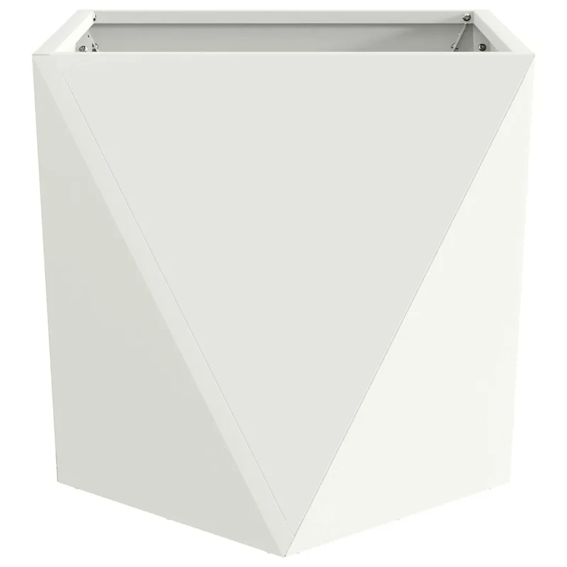 Jardinière moderne pour extérieur 40 x 40 x 40 cm avec texture élégante en acier blanc 02_0053064