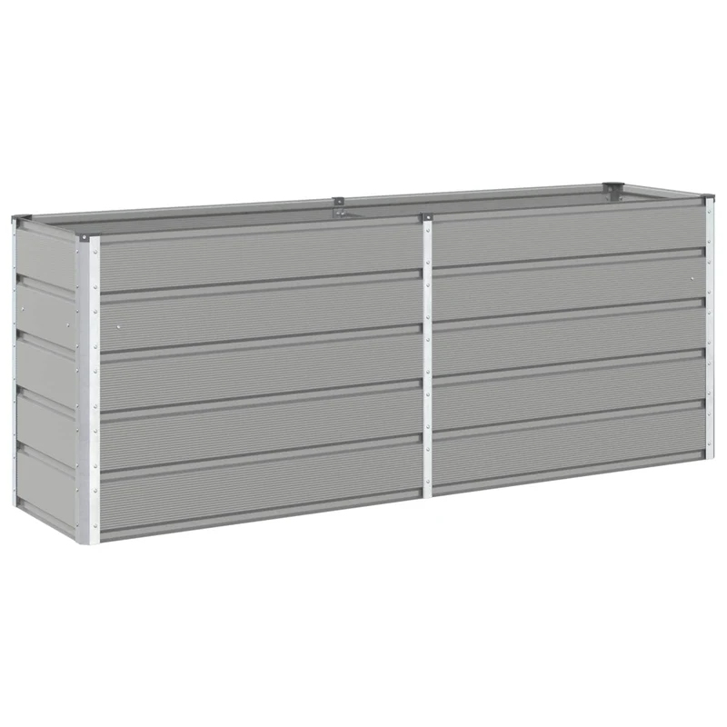 Jardinière rectangulaire moderne polyvalente usage extérieur 195 x 50 x 77 cm en acier galvanisé gris clair 02_0059199