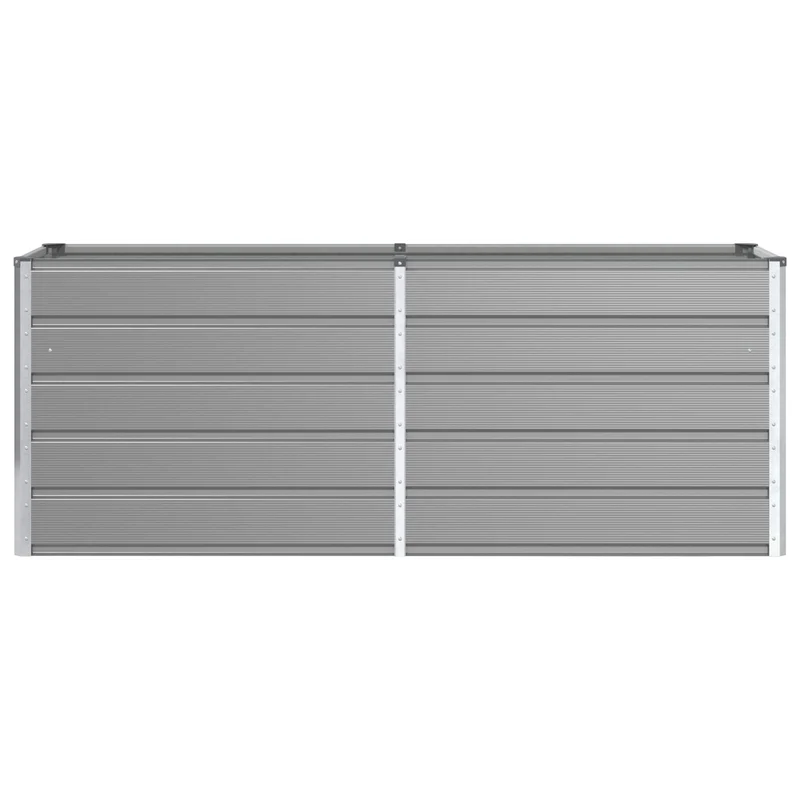 Jardinière rectangulaire moderne polyvalente usage extérieur 195 x 50 x 77 cm en acier galvanisé gris clair 02_0059199