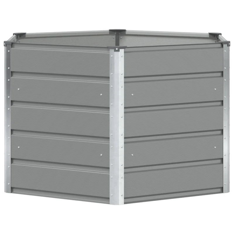Jardinière hexagonale extérieure 129 x 129 x 75 cm design moderne pour jardin terrasse en acier gris clair 02_0059176