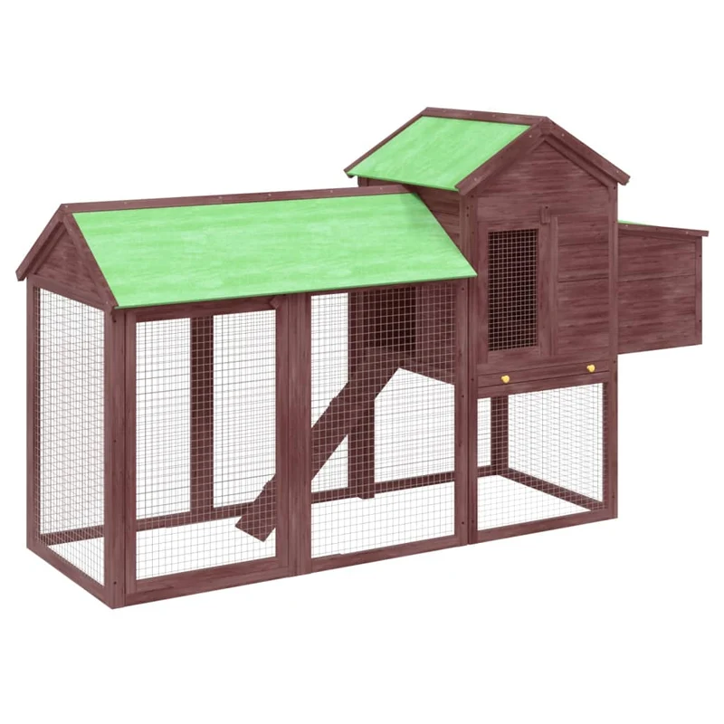 Poulailler enclos cage poules moka 193 x 65 x 117 cm bois massif de pin marron 02_0044020