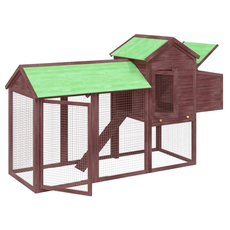 Poulailler enclos cage poules moka 193 x 65 x 117 cm bois massif de pin marron 02_0044020
