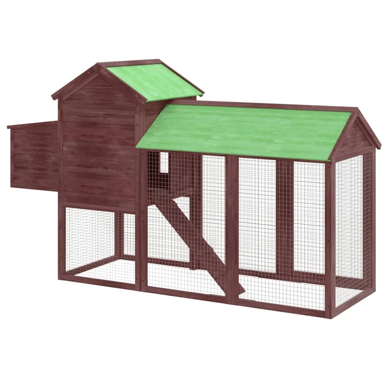Poulailler enclos cage poules moka 193 x 65 x 117 cm bois massif de pin marron 02_0044020