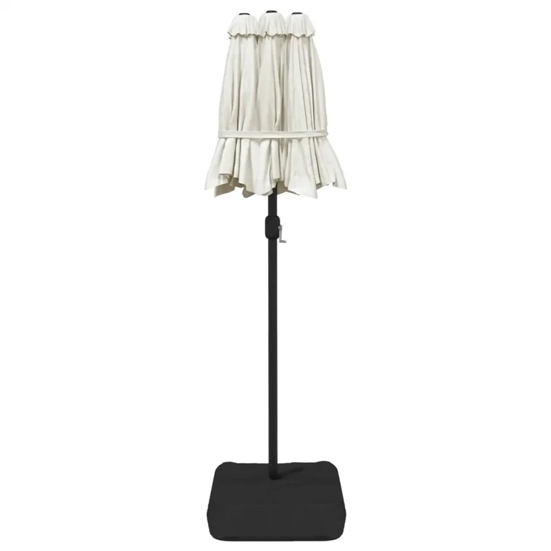 Parasol de jardin à double tête lumineux ambiance cosy 316 x 145 cm en polyester blanc sable 02_0047392