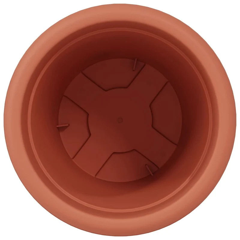 Lot de 24 pots à fleurs ronds modernes 30 x 30 x 25 cm design léger entretien facile en plastique rouge brique 02_0059331