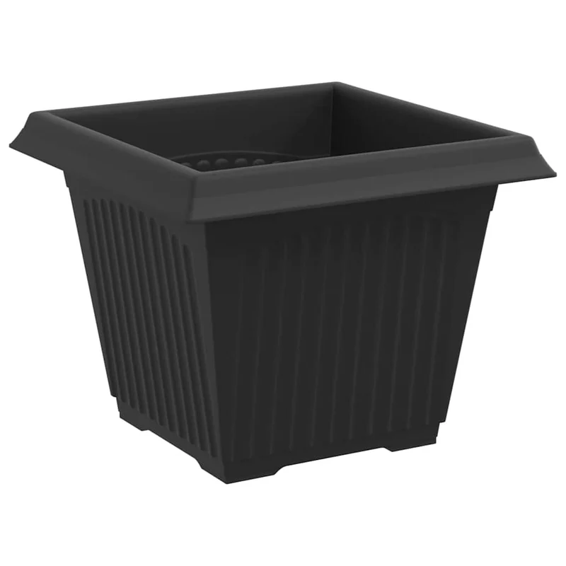 Lot de 24 pots de fleurs carrés modernes intérieur extérieur 43 x 43 x 33,5 cm en plastique noir 02_0059375