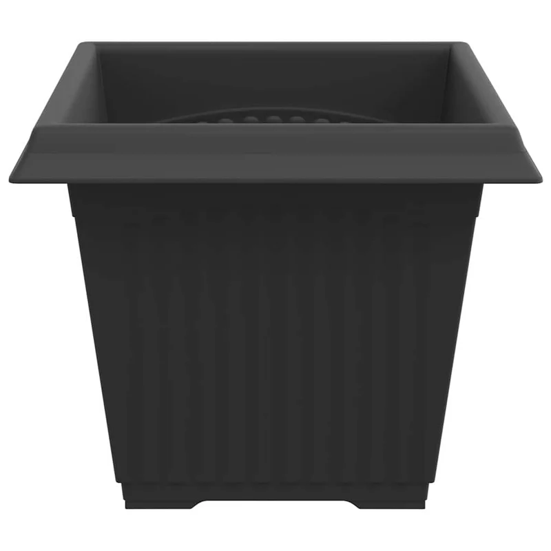 Lot de 24 pots de fleurs carrés modernes intérieur extérieur 43 x 43 x 33,5 cm en plastique noir 02_0059375
