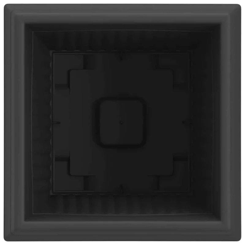 Lot de 24 pots de fleurs carrés modernes intérieur extérieur 43 x 43 x 33,5 cm en plastique noir 02_0059375