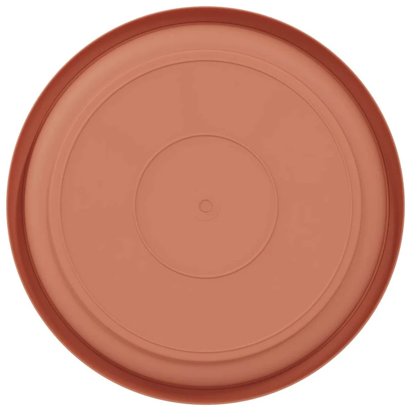 Lot de 24 plateaux à fleurs ronds légers 14 x 14 x 2 cm en plastique rouge brique 02_0059347