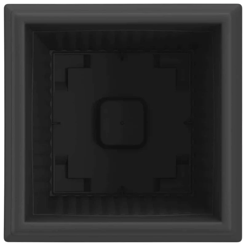 Lot de 24 pots de fleurs carrés modernes 43 x 43 x 33 cm design polyvalent en plastique noir 02_0059374