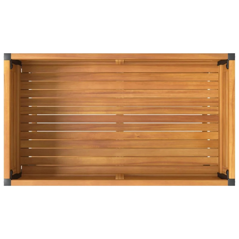 Jardinière bac lit surélevé plantes fleurs terrasse jardin et étagère 80 x 45 x 80 cm bois massif d'acacia et acier marron 02_0038619