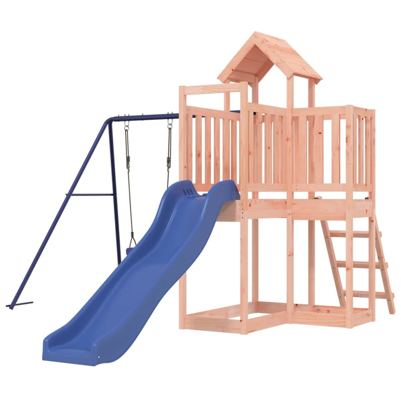 Aire de jeux d'extérieur balançoires toboggan portiques robuste jeux jardin 286 x 378 x 214 cm bois massif de douglas 02_0004718