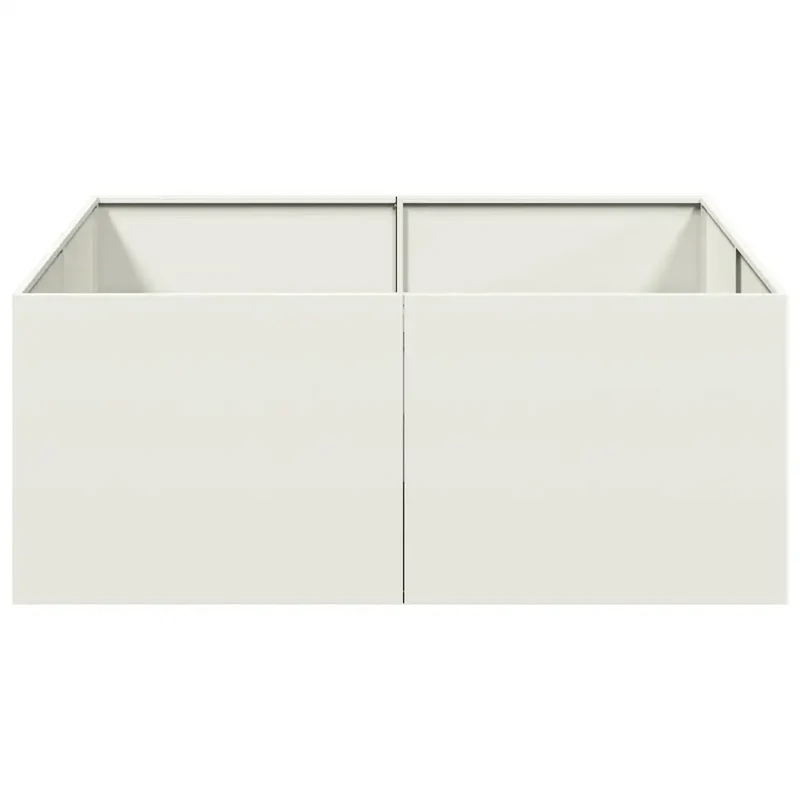Jardinière carrée design moderne extérieur 100 x 100 x 40 cm avec fond ouvert en acier blanc 02_0051595