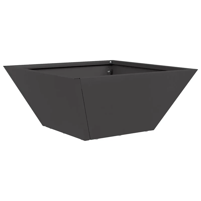 Lot de 5 cache-pots jardin trapézoïdal moderne 35 x 35 x 15 cm en acier noir 02_0052355
