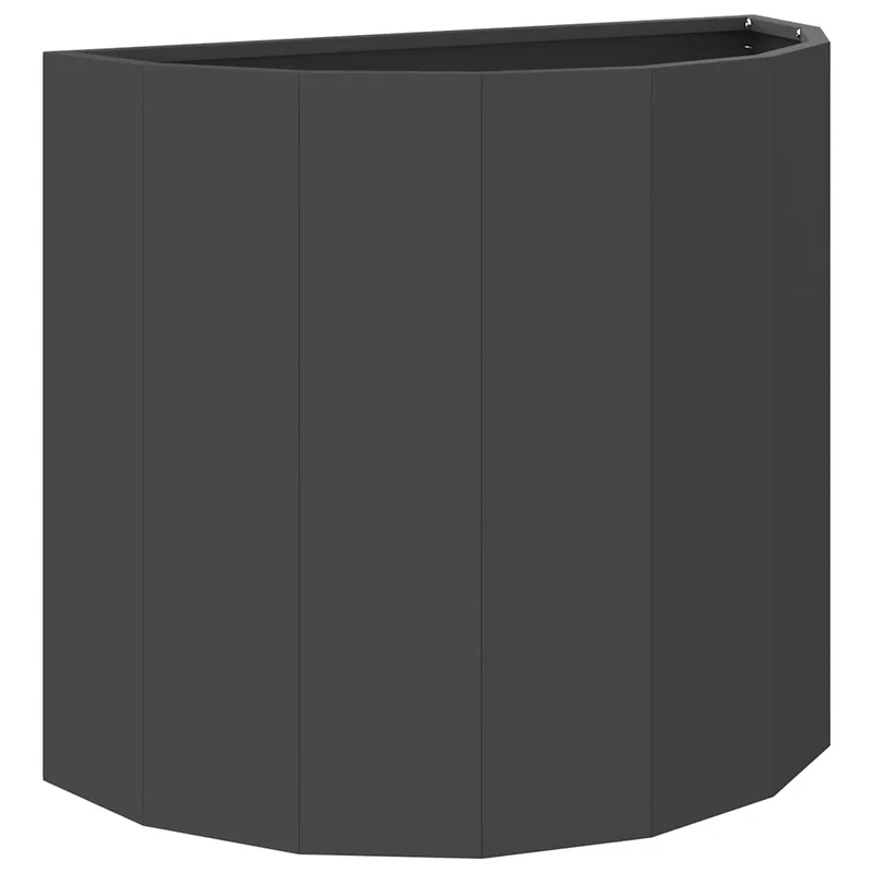 Jardinière demi-ronde moderne extérieur 60 x 30 x 50 cm finition métallique en acier noir 02_0052957
