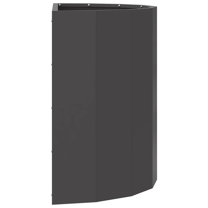 Jardinière demi-ronde moderne extérieur 60 x 30 x 50 cm finition métallique en acier noir 02_0052957