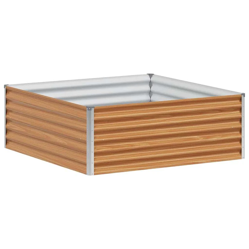Jardinière surélevée carré 98 x 100 x 36 cm design industriel moderne extérieur en acier galvanisé marron clair 02_0059045