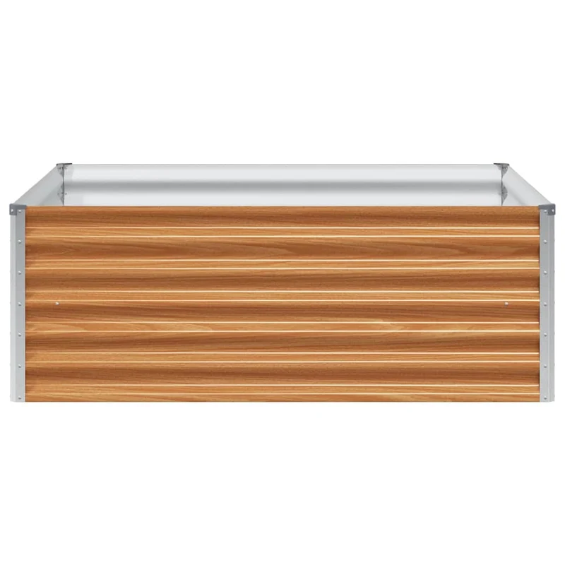 Jardinière surélevée carré 98 x 100 x 36 cm design industriel moderne extérieur en acier galvanisé marron clair 02_0059045
