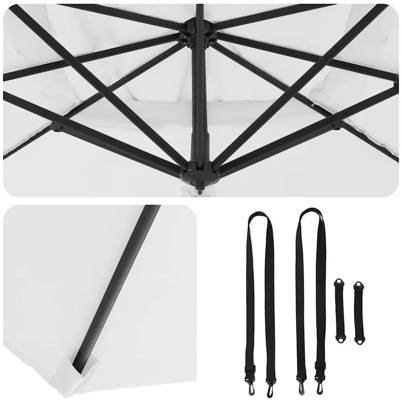 Parasol cantilever rotatif pour jardin 351 x 250 x 260 cm ombre confortable design contemporain en polyester sable 02_0058715