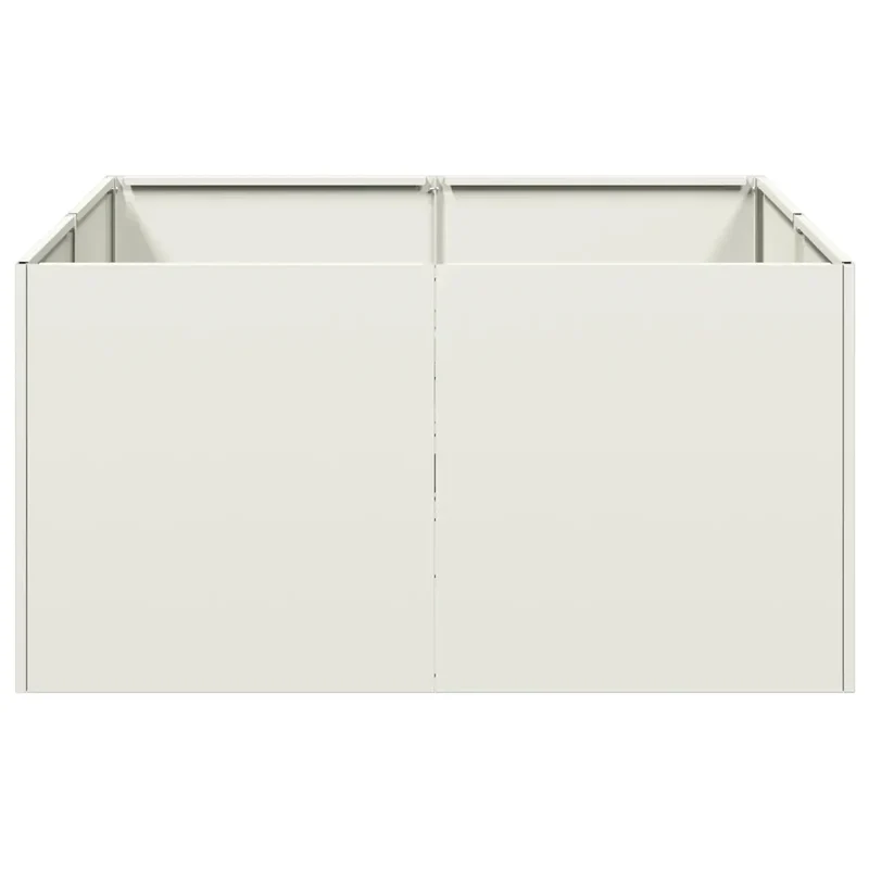 Jardinière carrée moderne pour jardin extérieur 80 x 80 x 40 cm avec fond ouvert et esthétique élégante en acier laminé à froid blanc 02_0051524