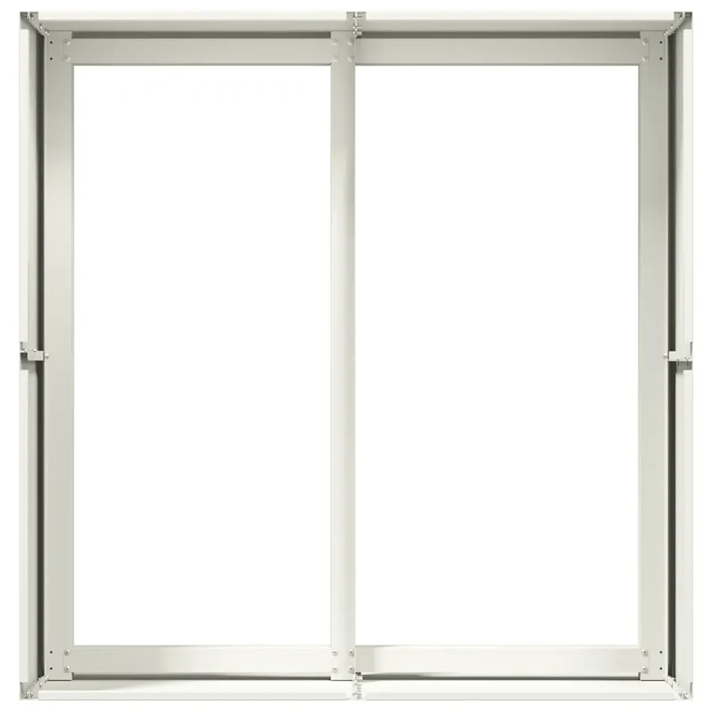Jardinière carrée moderne pour jardin extérieur 80 x 80 x 40 cm avec fond ouvert et esthétique élégante en acier laminé à froid blanc 02_0051524