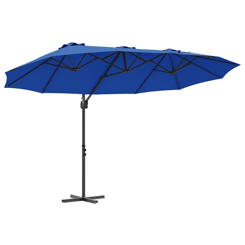 Parasol inclinable moderne extérieur 372 x 198 x 243 cm en polyester azur 02_0058752