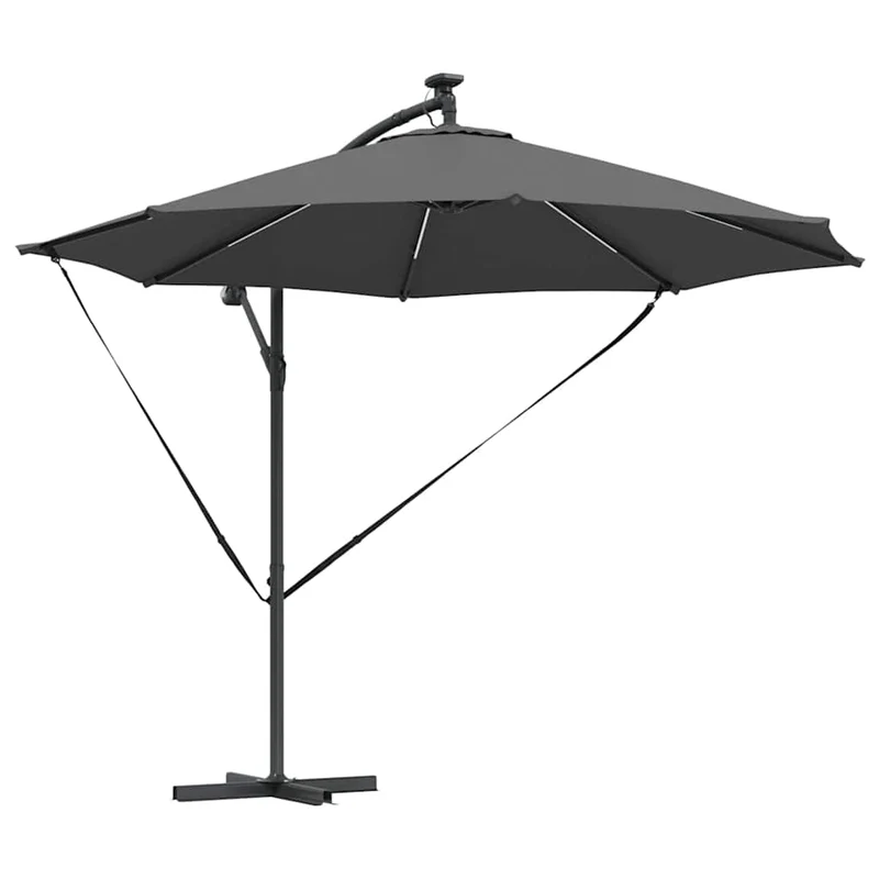 Parasol cantilever moderne inclinable 294 x 294 x 248 cm en polyester anthracite 02_0058757