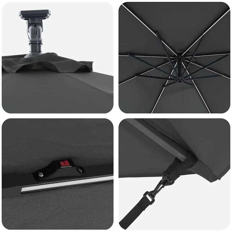 Parasol cantilever moderne inclinable 294 x 294 x 248 cm en polyester anthracite 02_0058757